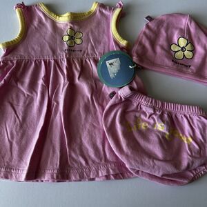 Life Is Good Dress Set Hat Bloomers 3-6 Months Pink Buttercup Spring